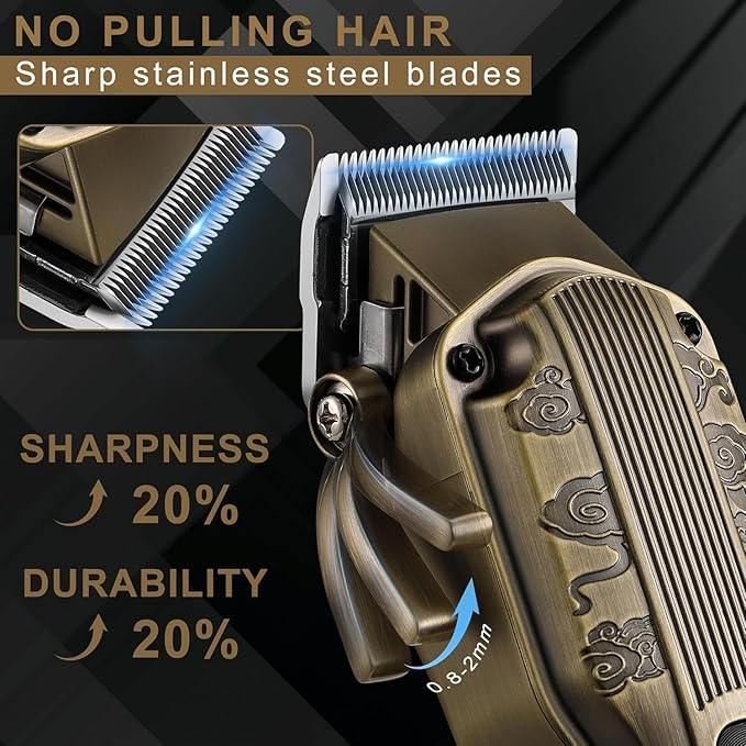 Professional Hair Clipper for Men Hair Cutting Kit Men's Beard Trimmer Hair Trimmer Shaver Cordless Barber Clippers and Trimmers Set Bronze