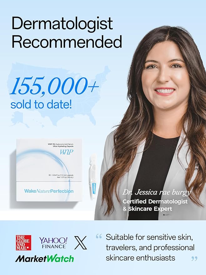 WNP Hyaluronic Acid Serum 3% for Face with 4D Multi-Layer Hydration | Ultra Hydrating Anti-Aging Serum | Moisturizer for Dry & Sensitive Skin | Pre-Makeup Skincare | Single-Use Vials 30PCS