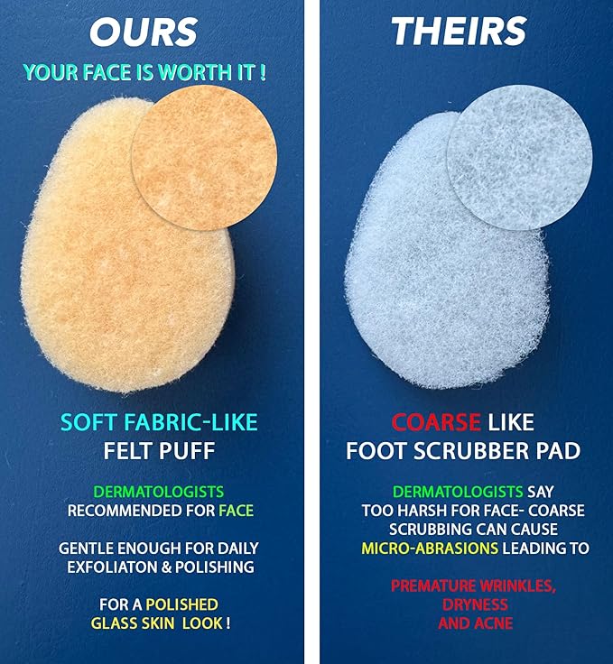 Earth & I - for Sensitive Skin - Gentle Face Exfoliator Puffs, Facial Scrubber for Women, Facial sponges for Washing face Dermatology exfoliating Pads, buf puf Facial Sponge face scrubbers -12ct