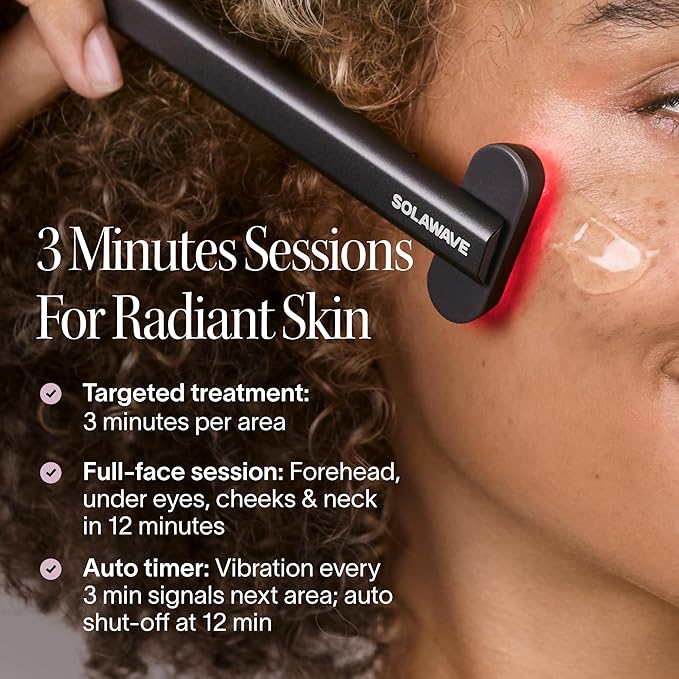 Solawave 4-in-1 Radiant Renewal Facial Wand | Red Light Therapy for Face and Neck | Galvanic Skincare Wand & Facial Massager | Anti-Aging Wrinkle Reduction | Solawave Original | Matte Black