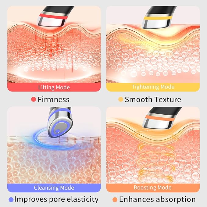 Face Lift Device – 8 in 1 Skin Tightening and Lifting, LED Light Therapy for Wrinkles, Korean Skin Care, Spa-Grade Facial Massager Lifting & Firming Beauty Massager (Black)