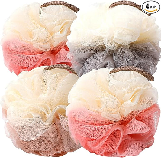 Bath Loofah Sponge Back Scrubber Shower Sponge Soft Mesh Exfoliator Pouf Shower Ball Bath Sponges for Women and Men Bath Accessories