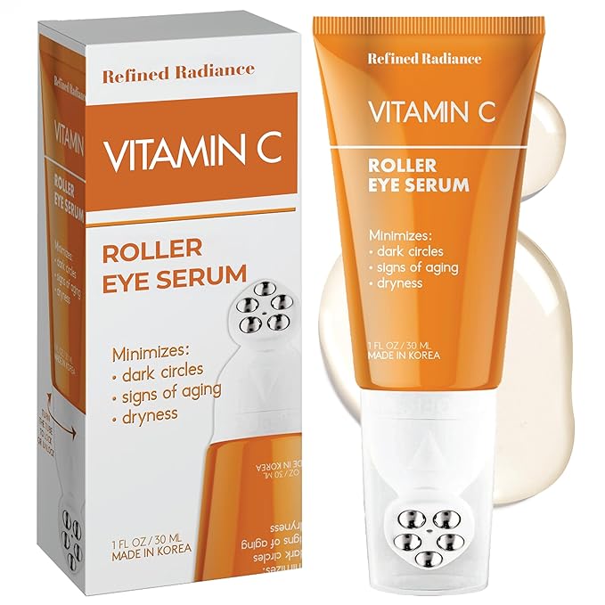 Vitamin C Eye Roller – Dermatologist Tested, Anti-Aging, Korean Skin Care – Fades Dark Circles, Boosts Collagen, Smooths Fine Lines – Clean Beauty Formula – 1.0 FL. Oz