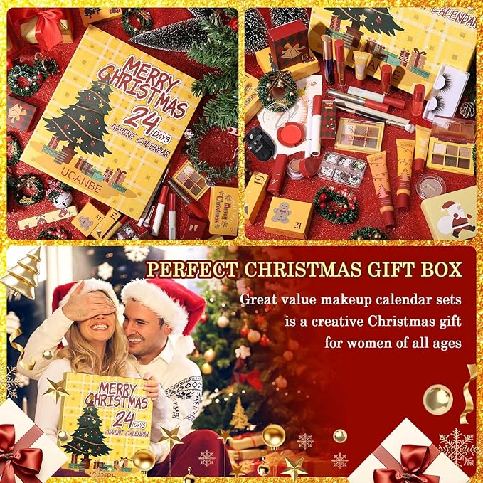 UCANBE Makeup Advent Calendar 2025, 24 Days Christams Makeup Sets For Women Gift, 2025 Xmas Countdown Calendar 24 Individually Boxed Full Make Up Kits For Teens Beauty Gift