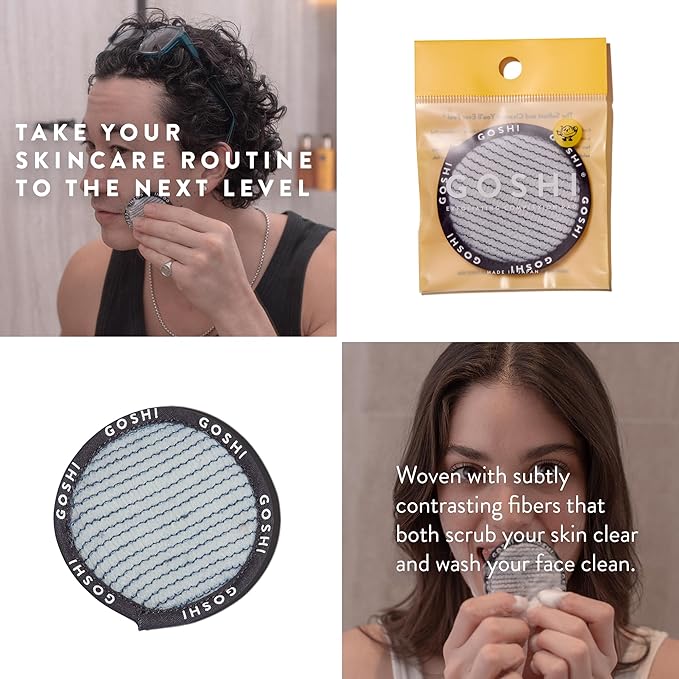 GOSHI Exfoliating Complexion Pads - Reusable, Rapid-Drying, Soft Exfoliating Face Scrubber for All Skin Types - Blue - Made in Japan