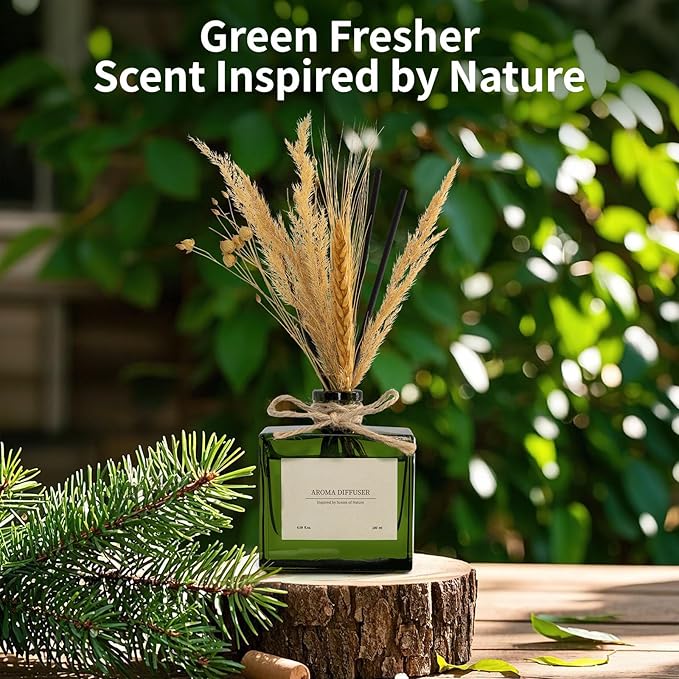 Reed Diffuser, 6.09 oz Citrus Grove Scent Diffuser with Sticks & Dried Flowers, 120 Days Long Lasting Diffusers for Home, Elegant Fragrance for Bathroom Bedroom Office Decor Air Fresh
