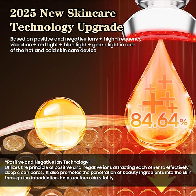 Face Massager, Red Light Therapy for Face and Neck, 3-in-1 Facial Massager Tool, Face Lift Device with Cold & Hot Vibration Technology, Portable Facial Massager for Wrinkles Skin Care, Firming