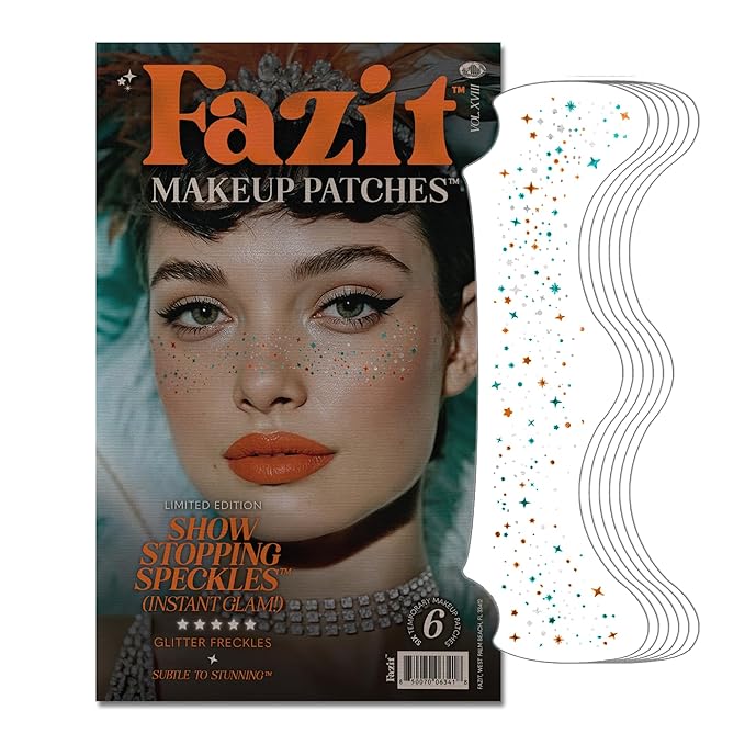 Fazit Makeup Patches - Show Stopping Speckles - Glow Up Make-Up Patches - Cute Glitter Makeup Accessories For Women - Cosmetic Glitter For Face