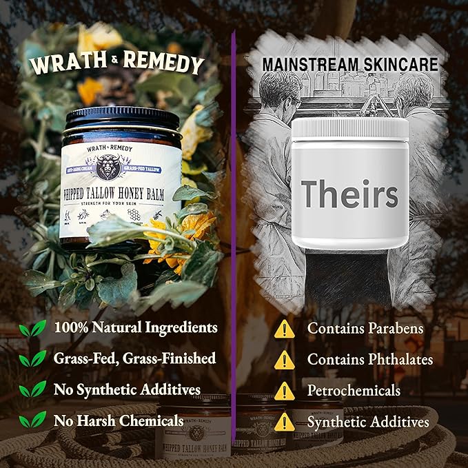 Organic Beef Tallow for Skin - 2OZ (Lavender, Concentrated) — Grass Fed Beef Tallow for face + Body — US-Made Tallow and Honey Balm Moisturizer for Dry & Sensitive Skin, Eczema, Rosacea(No Additives)