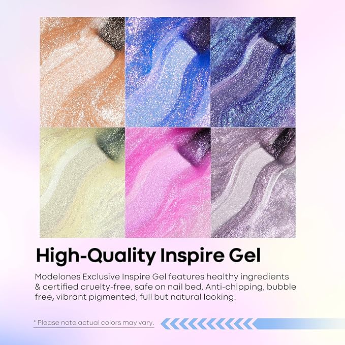 modelones Chameleon Gel Nail Polish Set - 6 Colors Glitter Pink Blue Yellow Gel Polish Starter Kit Soak Off Phantom Nail Polish Kit Nail Lamp Manicure Nail Art DIY Salon Home Holiday Gift for Girl