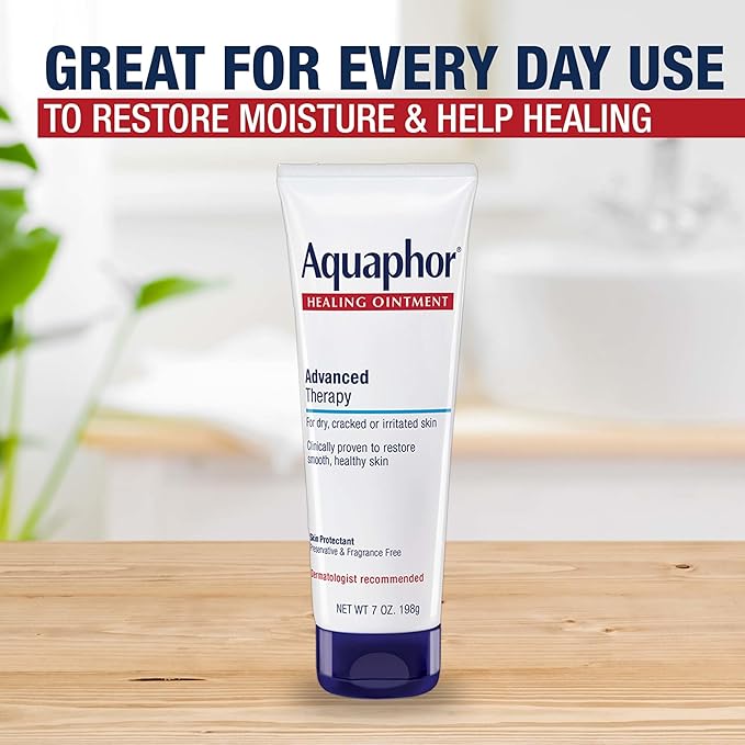 Aquaphor Healing Ointment Advanced Therapy Skin Protectant, Dry Skin Body Moisturizer, 7 Oz Tube