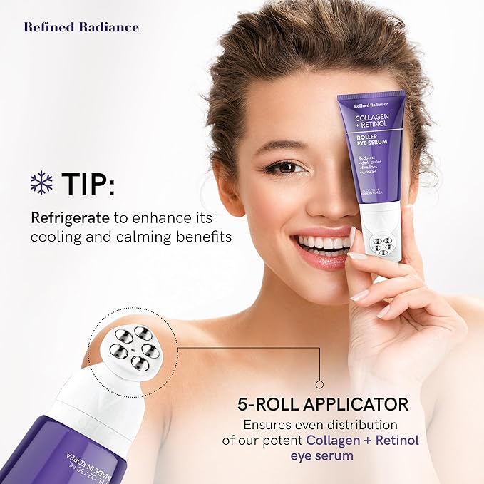 Collagen & Retinol Eye Roller – Dermatologist Tested, Anti-Aging, Korean Skin Care – Reduces Fine Lines, Firms Under Eyes, Improves Tone – Vegan Clean Beauty Formula – 1.0 FL. Oz
