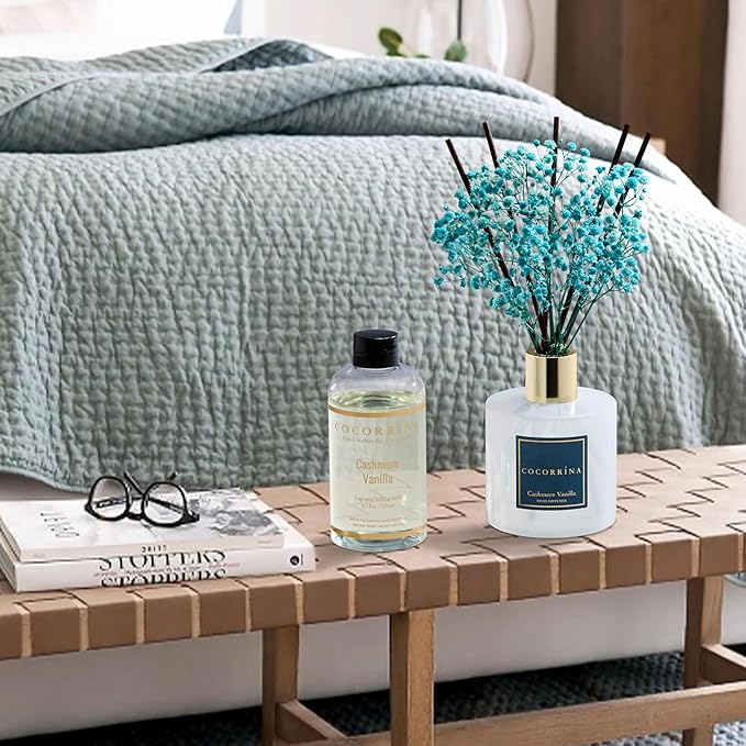 COCORRÍNA Reed Diffuser Refill - Cashmere Vanilla 6.7 Fl.oz Reed Diffuser Refill with 8 Sticks