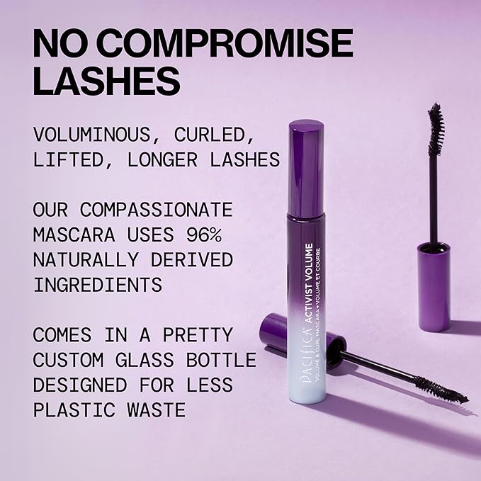 Pacifica Beauty, Activist Volume & Curl Black Mascara, Vegan Collagen Lash Serum & Clear Mascara Primer, Lengthening + Volumizing, Clean Makeup, Glass, Value Pack, Silicone Free, Vegan & Cruelty Free