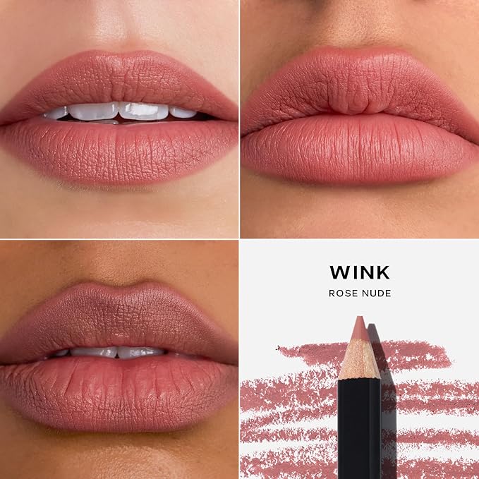 Saie Lip Liner 101 - Lip Pencil Made with a Creamy, Soft Matte Formula for a Naturally Framed or Fully Filled Look - Supercharged with Shea Butter & Jojoba Oil - Wink (.05 oz)