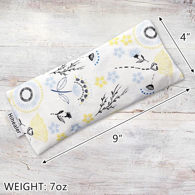 Lavender Eye Pillow for Relaxation, Yoga, Sleep – Weighted Eye Mask for Headache, Sinus, Aromatherapy Moist Heat Compress, Meditation Accessory, Relaxation Gift for Women (Blue)