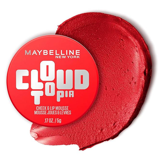 Maybelline Cloudtopia Blush for Cheeks and Lip Mousse, Ultra-Vivid, Pigmented Formula for Up to 14HR of Blush and Lip Makeup Color, Divine Crimson, 1 Count