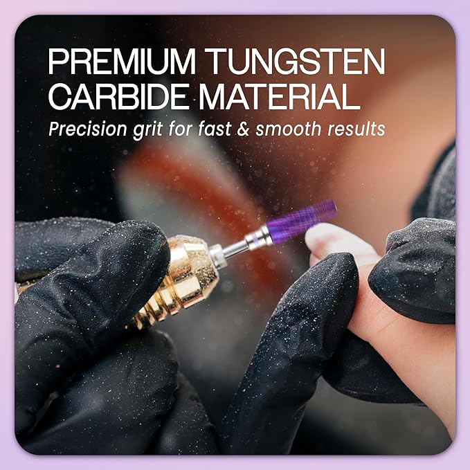 PANA 5-in-1 Pro Upgraded Multi-Function Drill Bit 3/32" Shank Size - (Purple, 2X Coarse to 2X Fine) - Mix Size Tungsten Drill Bit Fast Remove Acrylic Hard Gel Nail for Manicure Pedicure