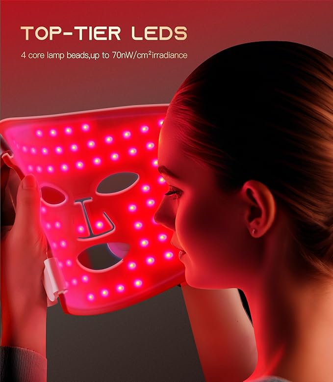 Red Light Therapy for Face, Wireless Led Face Mask with Near-Infrared Red Light (NIR), 5 Modes, Facial Skin Care, 380-850nm Multi-wavelength, Rechargeable Beauty Device for Women Men
