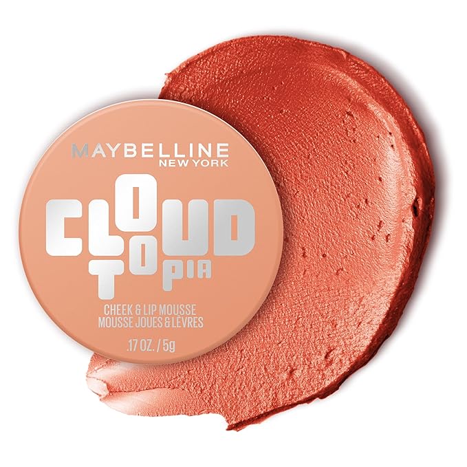 Maybelline Cloudtopia Blush for Cheeks and Lip Mousse, Ultra-Vivid, Pigmented Formula for Up to 14HR of Blush and Lip Makeup Color, Solar Serenity, 1 Count