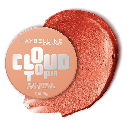 Maybelline Cloudtopia Blush for Cheeks and Lip Mousse, Ultra-Vivid, Pigmented Formula for Up to 14HR of Blush and Lip Makeup Color, Solar Serenity, 1 Count