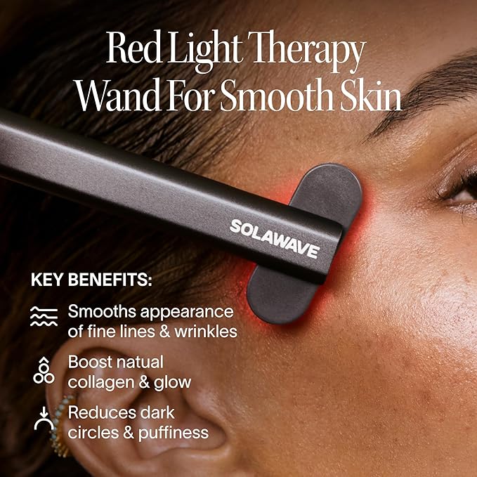 Solawave 4-in-1 Radiant Renewal Facial Wand | Red Light Therapy for Face and Neck | Galvanic Skincare Wand & Facial Massager | Anti-Aging Wrinkle Reduction | Solawave Original | Matte Black
