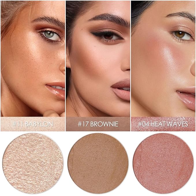 3 Pcs MEDIUM Contour Stick Set,Cream Blush & Highlighter Bronzer Pen,Long Lasting & Smooth Natural Face Contouring Illuminator,Professional Makeup Kit for All Skin