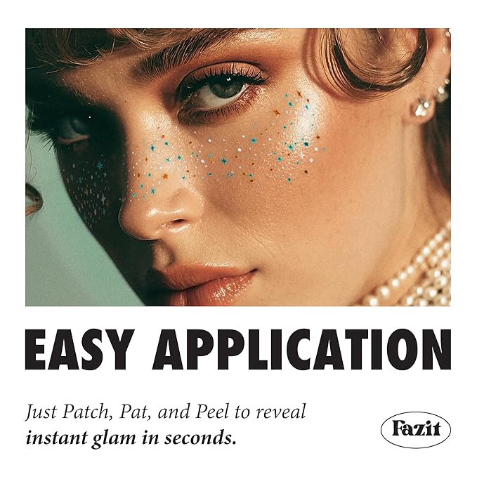 Fazit Makeup Patches - Show Stopping Speckles - Glow Up Make-Up Patches - Cute Glitter Makeup Accessories For Women - Cosmetic Glitter For Face