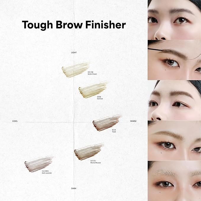 ENTROPY MAKEUP Tough Brow Finisher, 2-In-1 Brow Tint Mascara with Built-In Comb, Skinny Brush, Long-Lasting, Lightweight, Natural Hold and Soft Tint, Oatmeal