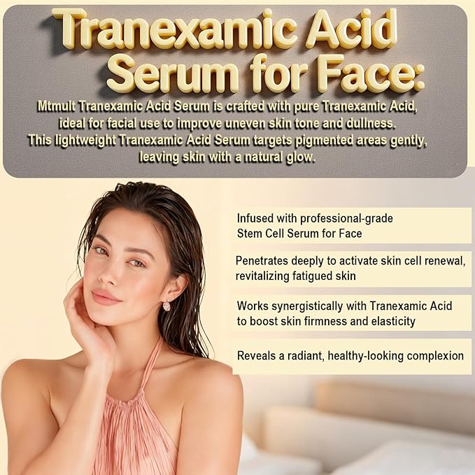 Mtmult Tranexamic Acid Serum - Tranexamic Acid for Face | Hyperpigmentation Treatment with Niacinamide, Stem Cell Serum for Face & Niacinamide, 1.01 fl.oz