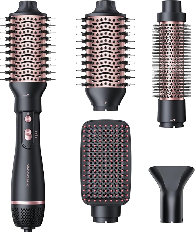 Wavytalk Hair Dryer Brush Set, Air Sculpt 4-in-1 Hot Air Brush Set | Blowout Brush Styler for Salon Blowouts, Volumizing, and Straightening, Sleek Frizz-Free for Every Hair Type, Black