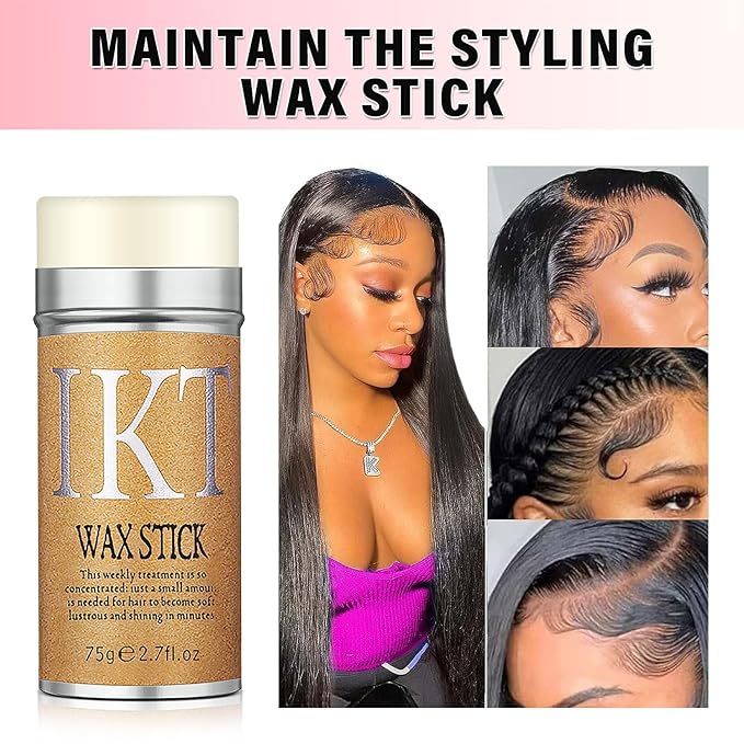 Hair Styling Set - Wax Stick, Edge Brush, Tail Comb for Wig Styling and Edge Control