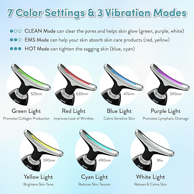 Éclat Facial Massager for Lymphatic Drainage, Face, Neck & Body Tool for Skin Care, Heated Electric Beauty Device for Wrinkles, Fine Lines, Puffy Skin, Lifting, Firming, Sculpting with 7 Light Therapy