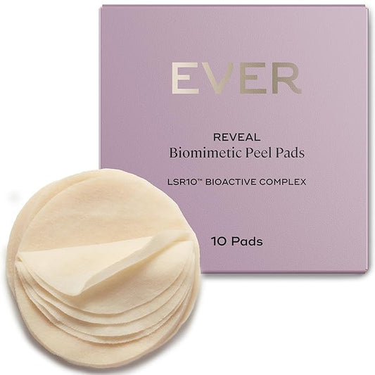 EVER Reveal Biomimetic Peel Pads - Exfoliating & Brightening Travel Pack, 10 Count – Azelaic Acid, Caviar Lime & LSR10 for Radiant, Smoother Skin