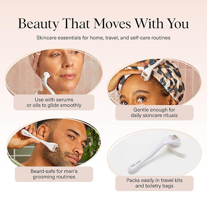 Kitsch Derma Roller – Skin Care Tool & Face Roller for Boosting Absorption of Serums & Oils - Beard Derma Roller for Men - Easy-to-Use Beauty Roller for Skin, Beard & Hair Growth