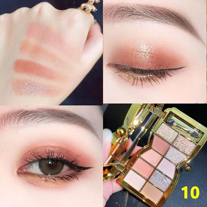 Glitter Eyeshadow Palette, 10 Colors Sparkle Shimmer & Matte Eye Shadow Highly Pigmented Waterproof Long Lasting Makeup Set (Color 10)