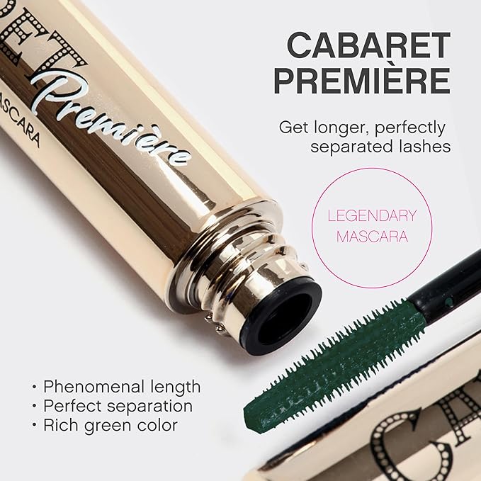 Vivienne Sabó Cabaret Premiere Green Mascara, Volume and Length, Defining, Curling, No Flaking, No Clumping, Smudge Proof, Washable, Cruelty-Free, Made in Europe, (06 Green), 0.3 Fl Oz, 1 Pack