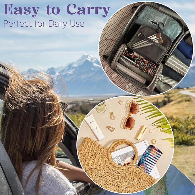 2PCS Wide Tooth Comb,Effortless Tangle Removal for Long Hair Styling Comb for Curly,Wet,Cute Aesthetic Design for Women Men and Girls(Blue-Jellyfish Mushroom-17)