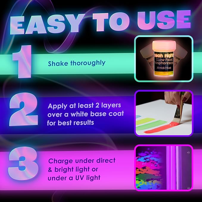 'XXL Set' 24 Cans of Glow in The Dark Paint by neon nights | Luminescent & Phosphorescent, Self-Luminous Paints