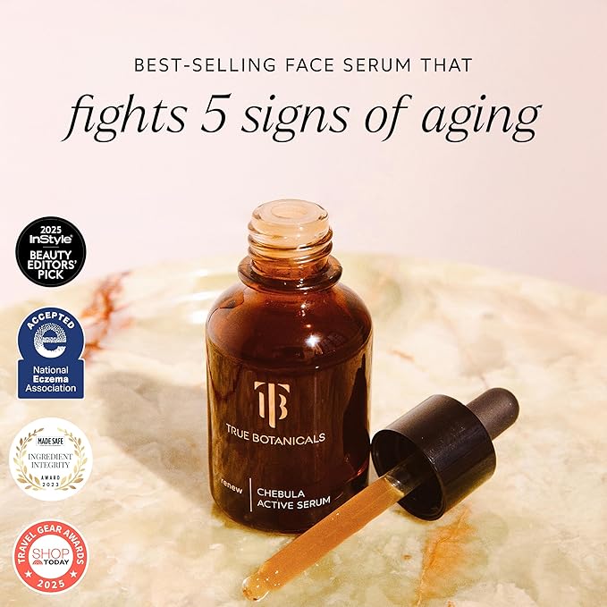 True Botanicals Chebula Active Serum | Anti-Aging Face Serum | Reduces Appearance of Fine Lines & Wrinkles | Optimizes Skin Collagen Levels | Dermatologist Tested, Vegan, All Natural |1 fl oz | 30 ml