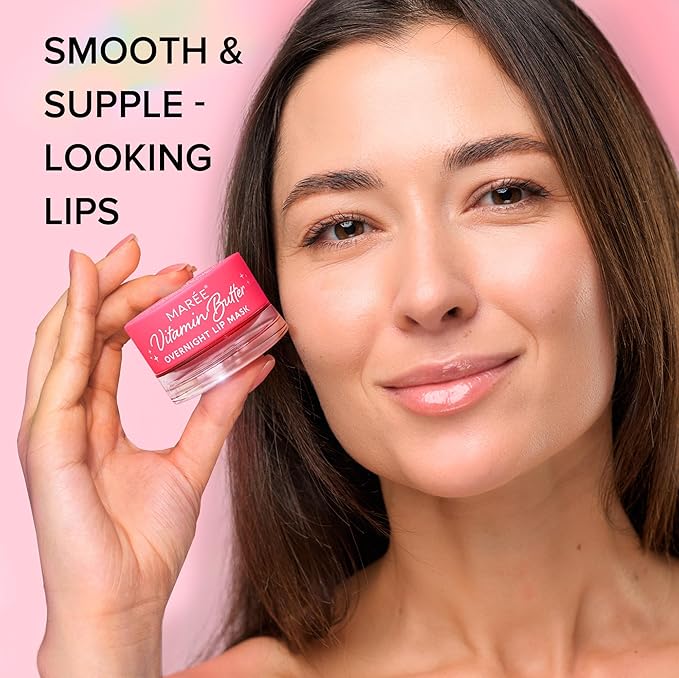 MAREE Lip Mask Overnight 2 Pack - Lip Moisturizer For Very Dry Lips - Hydrating Lip Butter Balm with Hyaluronic Acid & Collagen - Overnight Lip Treatment - Lip Sleeping Mask Repair