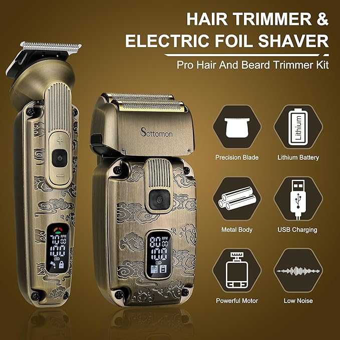 Foil Shavers for Men Beard Trimmer Electric Razor for Men Bald Head Hair Shaving Kit Cordless Waterproof