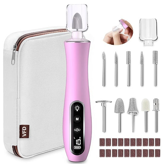 Electric Nail File Drill, Cordless 2000 mAh Rechargeable Nail Filer Electric, Portable Nail Dril 10 Speeds Professional Machine Drill for Nails Acrylic Manicure and Thick Toenails Grinder
