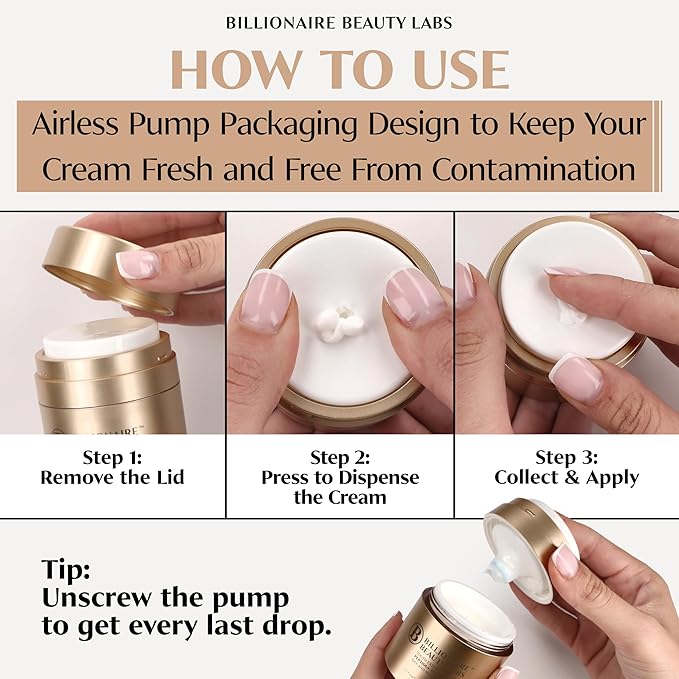 BILLIONAIRE BEAUTY LABS Anti-Aging Collagen Peptide Face Cream – Firming Face Moisturizer with Hyaluronic Acid, Fragrance-Free, Non-Greasy, for Tightening, Smoothing, Younger-Looking Skin – 1.7 oz