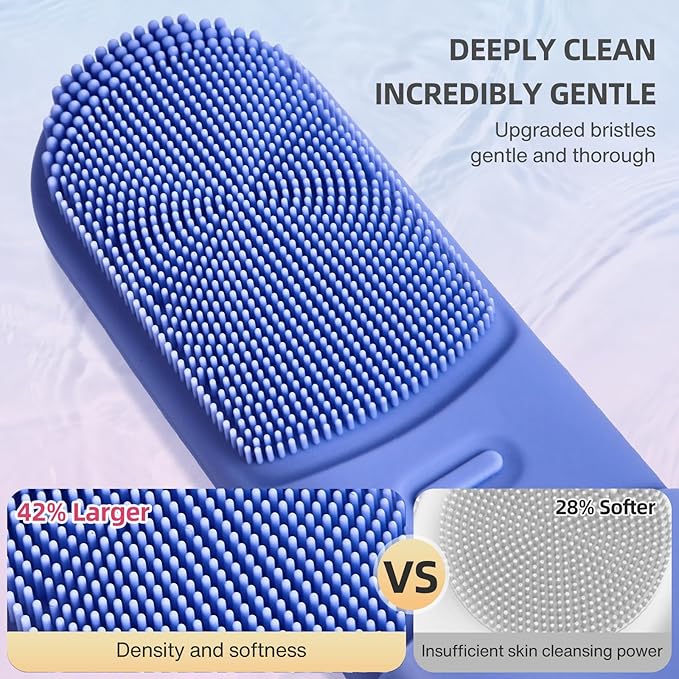 Facial Cleansing Brush,Electric Face Scrubber with Heated,3 Modes Face Scrubber,Waterproof Face Wash Brush,Rechargeable Portable Travel Size Silicone Face Scrubber for Women & Men(Blue)