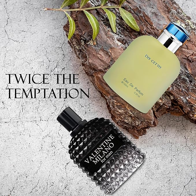 Valentine Milano/Docetto 2PCS Eau De Toilette for Men-Fresh, Romantic Scent Perfume for Men 3.4 Fl Oz Each Mens Cologne For All Skin Daily Used