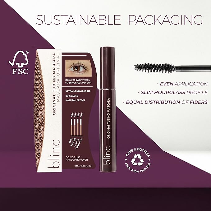 Blinc Original Tubing Mascara – Natural Tint-Like Length & Definition, Longwear, Smudge & Flake Proof, Washable, Sensitive Eyes Safe, Vegan, Cruelty-Free