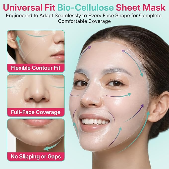 BIVID In & Out Bio-Cellulose Sheet Mask, Hydrating Korean Skincare Face Mask for Pore Care, Sebum & Blackhead Care with Tea Tree — K-Beauty Self Care Facial Skin Care Essentials, 0.88 oz, 5 Pack
