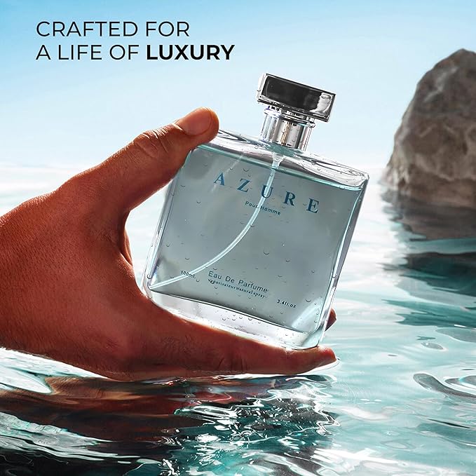 2PCS Valentine Milano/Azure Pour Homme Eau De Toilette for Men-Fresh,Romantic Scent Perfume for Men 3.4 Fl Oz Each Mens Cologne For All Skin Daily Used