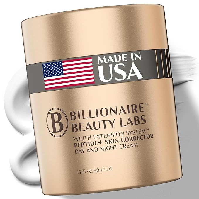 BILLIONAIRE BEAUTY LABS Anti-Aging Collagen Peptide Face Cream – Firming Face Moisturizer with Hyaluronic Acid, Fragrance-Free, Non-Greasy, for Tightening, Smoothing, Younger-Looking Skin – 1.7 oz